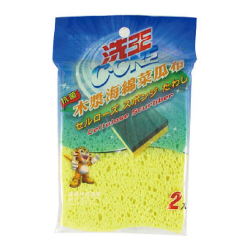 洗王木漿海棉菜瓜布2入