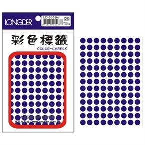 LD-505-B單色圓形標籤1287張(藍)8mm