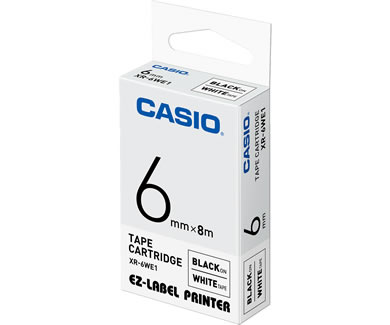 /CASIO(XR-6WE1)標籤機色帶-6mm(白底黑字)